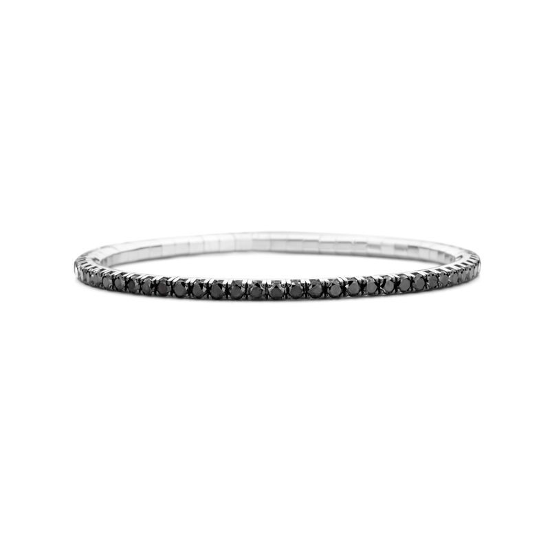 Bracelet tennis Or Blanc Diamants Noirs T4