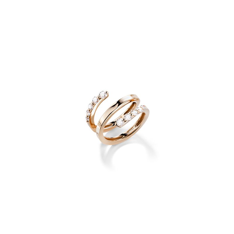 Aspis ring rose gold and white diamonds - Mattioli - Webshop