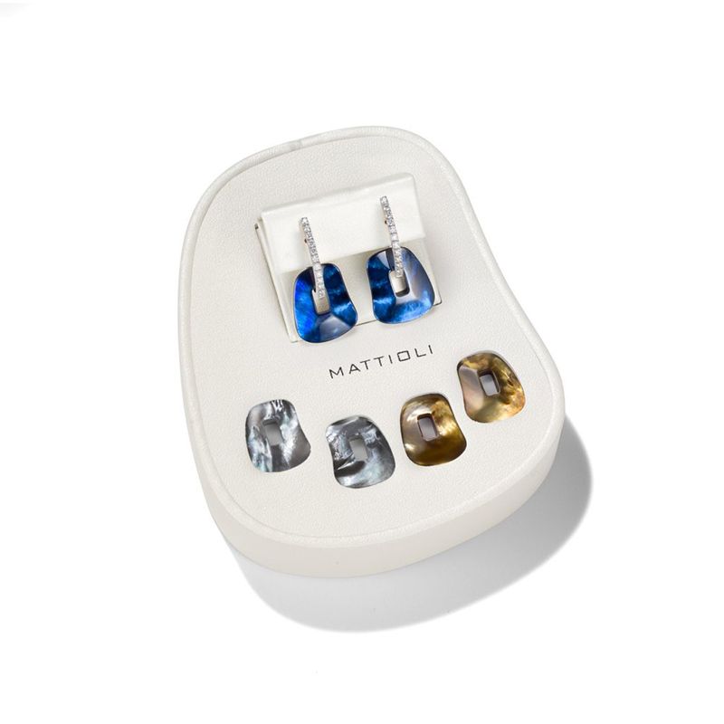 Mattioli Puzzle Gift Box Earrings white gold with white diamonds