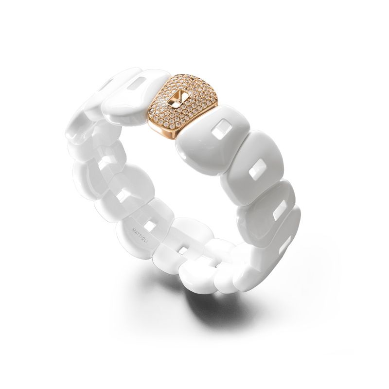 Mattioli Puzzle Bracelet White Ceramic with white diamonds - Webshop