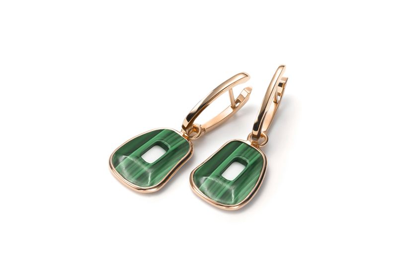 MOR054R042H puzzle earrings rose gold malachite - Webshop