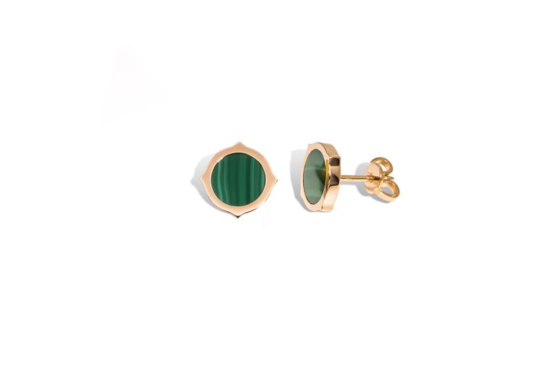 Earrings stud Ever rose gold and malachite - Mattioli - Webshop