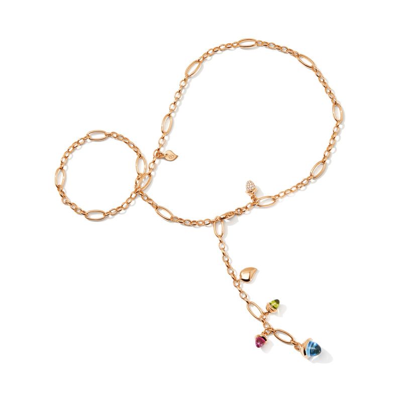 Tamara Comolli Mikado Necklace rose gold with diamonds and gems