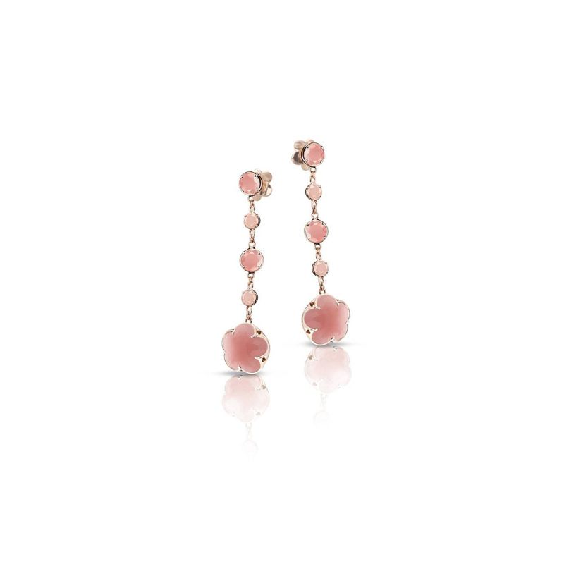 Pasquale Bruni Bon Ton earrings pink gold and deep pink chalcedony and diamonds 11mm